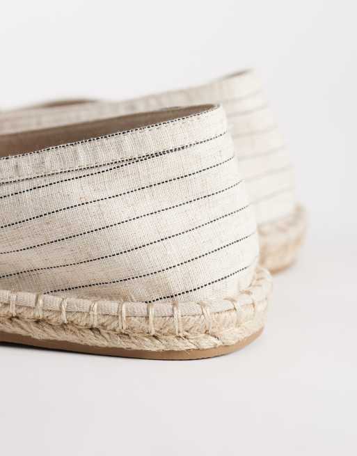 ASOS DESIGN – Lniane espadryle w kolorze naturalnym w czarne paski, 2 z 4