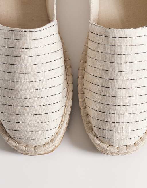 ASOS DESIGN – Lniane espadryle w kolorze naturalnym w czarne paski, 4 z 4