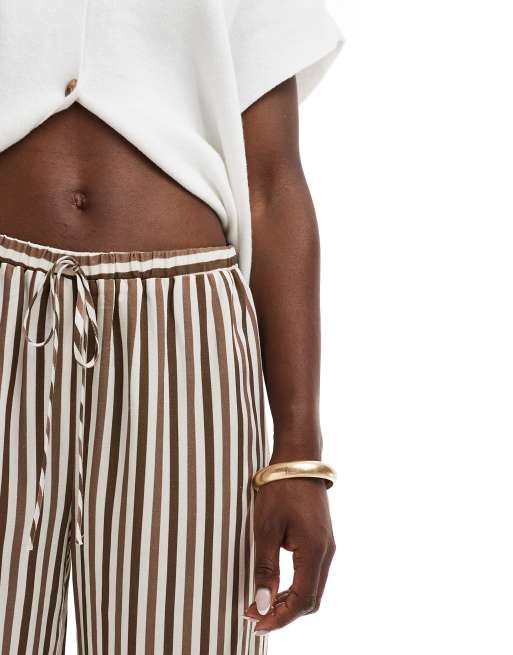 ASOS DESIGN – Lnianopodobne, luźne spodnie z szerokimi nogawkami, w paski, 4 z 5