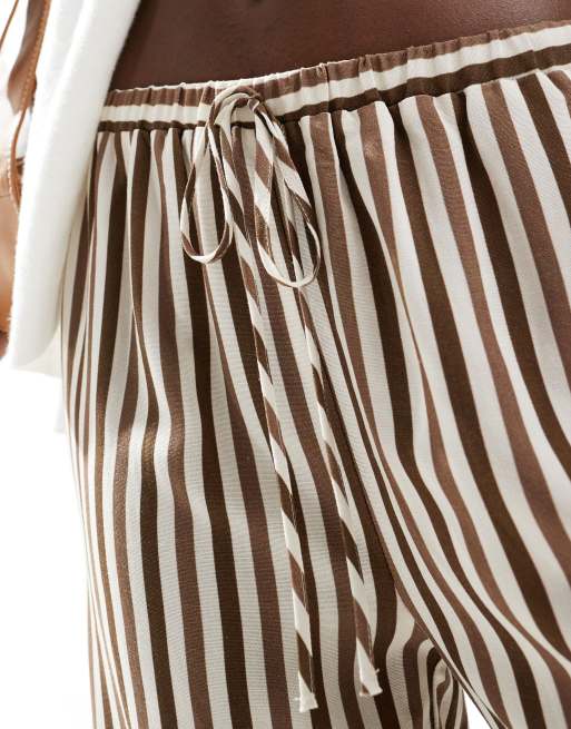 ASOS DESIGN – Lnianopodobne, luźne spodnie z szerokimi nogawkami, w paski, 5 z 5