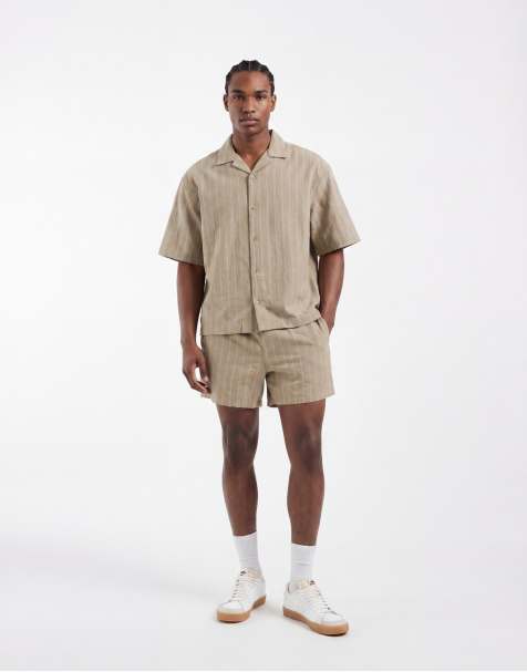 ASOS DESIGN – Lnianopodobny zestaw o pudełkowym kroju oversize, w kolorze khaki - view 1