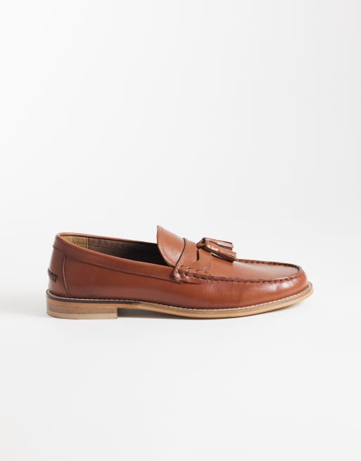ASOS DESIGN – Loafer aus hellbraunem Leder mit Natursohle und Quasten, 2 von 4
