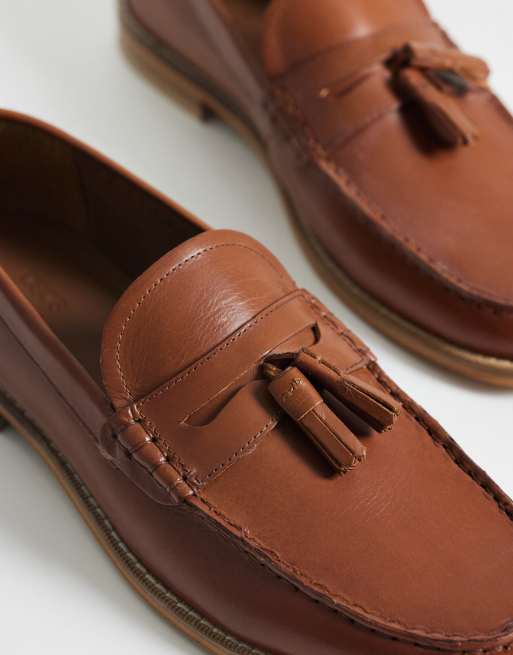 ASOS DESIGN – Loafer aus hellbraunem Leder mit Natursohle und Quasten, 4 von 4
