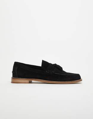 Loafer aus schwarzem Leder mit Quasten Schwarz 42