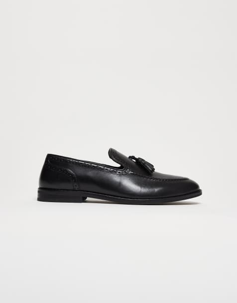ASOS DESIGN – Loafer aus schwarzem Leder mit Quasten - view 1