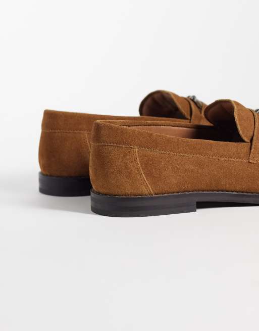 ASOS DESIGN – Loafer aus Wildleder in Hellbraun mit geknoteter Trense und Raffung, 4 von 4