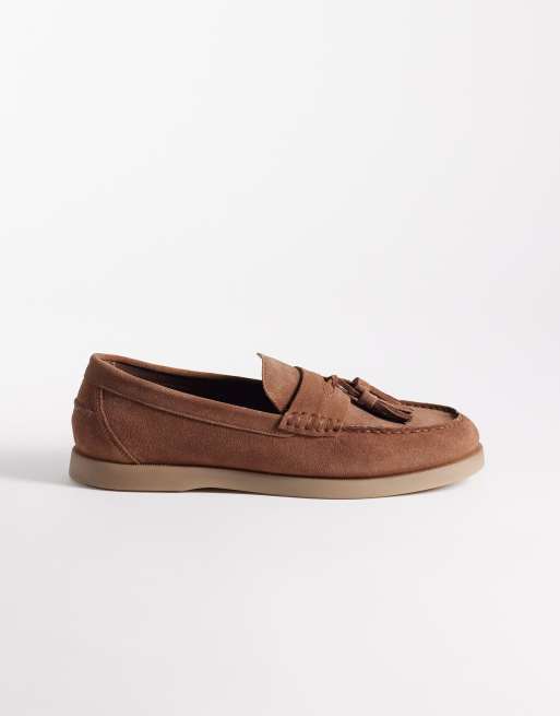 ASOS DESIGN – Loafer aus Wildleder in Hellbraun mit Quastendetail und Gummisohle, 2 von 4