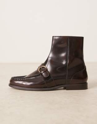 Asos Design Loafer Boots In Brown