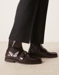 [ASOS DESIGN] ASOS DESIGN loafer boots in brown leather with strap 44.5 Brown