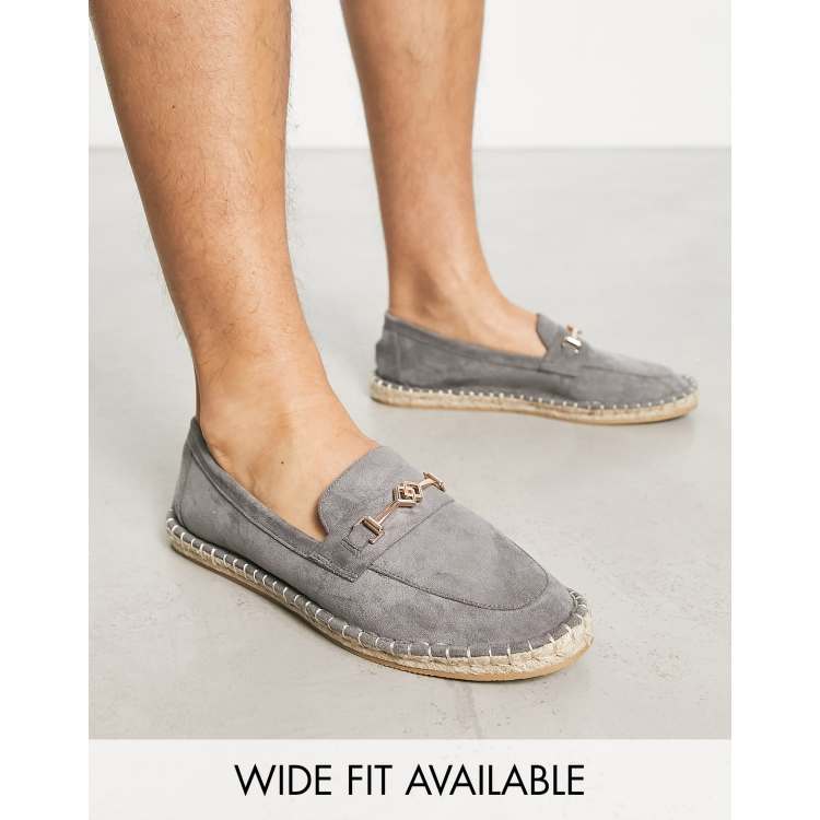 ASOS DESIGN loafer espadrilles in gray faux suede with  display picture 3