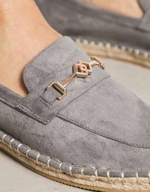 ASOS DESIGN loafer espadrilles in gray faux suede with  display picture 1