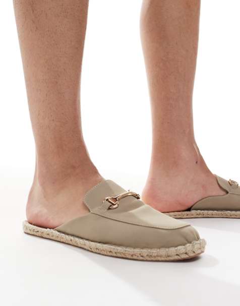 ASOS DESIGN - Loafer-espadrilles met open achterkant met trens in stone - view 1