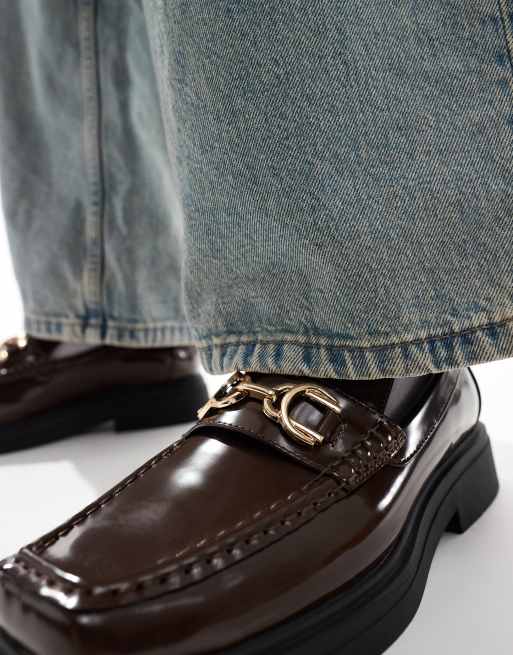 ASOS DESIGN – Loafer in Braun mit eckiger Zehenpartie und Trensendetail, 2 von 4