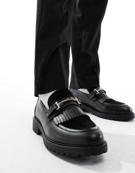 ASOS DESIGN – Loafer in Schwarz mit dicker Sohle und Kunstpelz - view 1