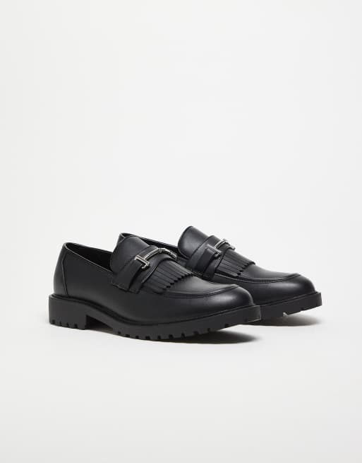 ASOS DESIGN – Loafer in Schwarz mit Fransen an der Stollensohle, 2 von 4