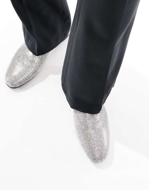 ASOS DESIGN Loafer mit Strassbesatz in Silber