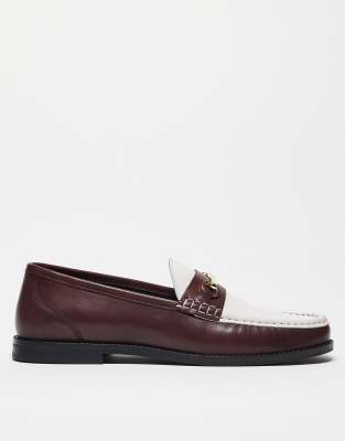 ASOS DESIGN - Loafers i bordeauxrødt og hvidt læder - view 1