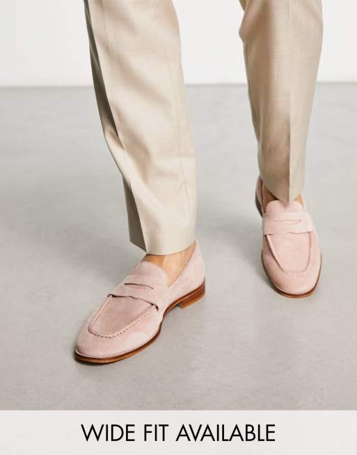 ASOS DESIGN - Loafers i sart lyserødt ruskind med naturfarvede såle