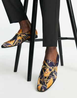 ASOS DESIGN loafers in baroque print-Black