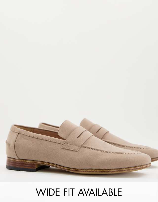 ASOS DESIGN loafers in beige faux suede with natural sole