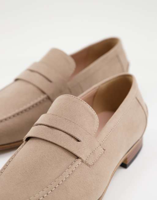 ASOS DESIGN loafers in brown faux suede with natural sole