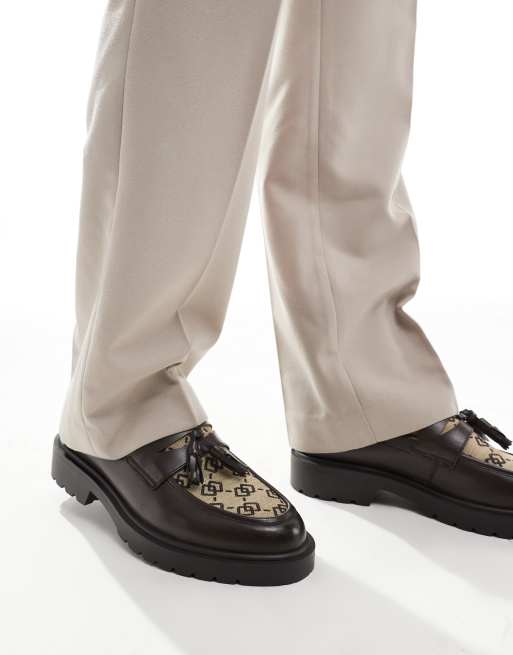 ASOS DESIGN loafers in beige monogram, 3 of 4