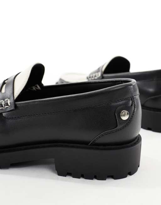  DESIGN Loafers Black White Cleated Sole Men\'s Size 8 ASOS DESIGN loafers in black and white with cleated sole | ASOS main image 3
