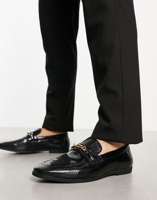 loafers  faux croc with gold snaffle