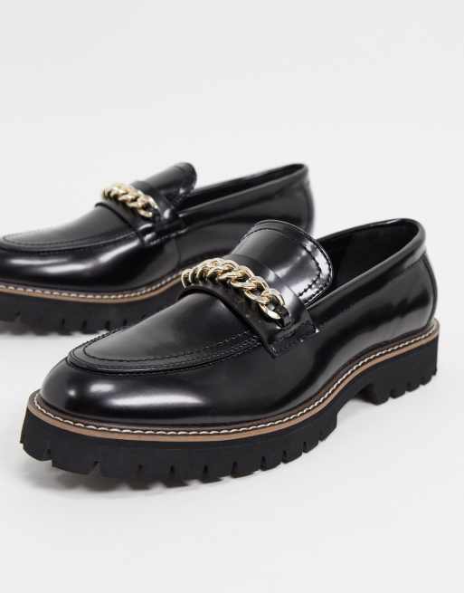asos design mulled chunky loafers in black