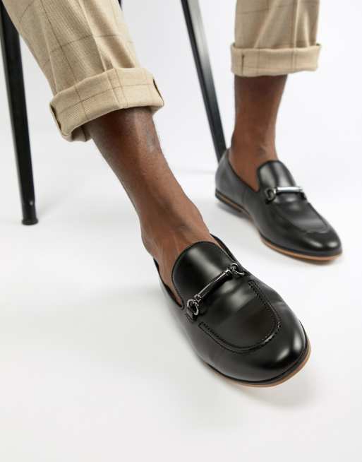 asos design mulled chunky loafers in black