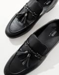[ASOS DESIGN] ASOS DESIGN loafers in black faux leather with tassel detail 44.5 BLACK