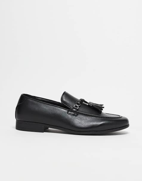 ASOS DESIGN loafers in black faux leather with tassel detail - view 1