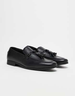 Asos Design Loafers In Black With Tassel Detail
