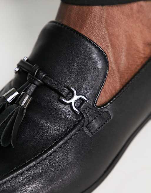 ASOS DESIGN loafers in black faux leather with tassel detail, 3 of 4