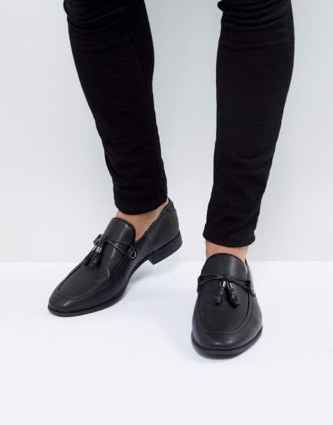 black and silver men loafers