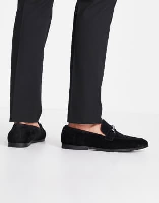 black suede snaffle loafers