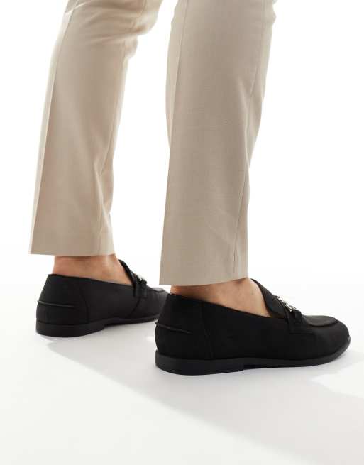 Asos black store suede loafers