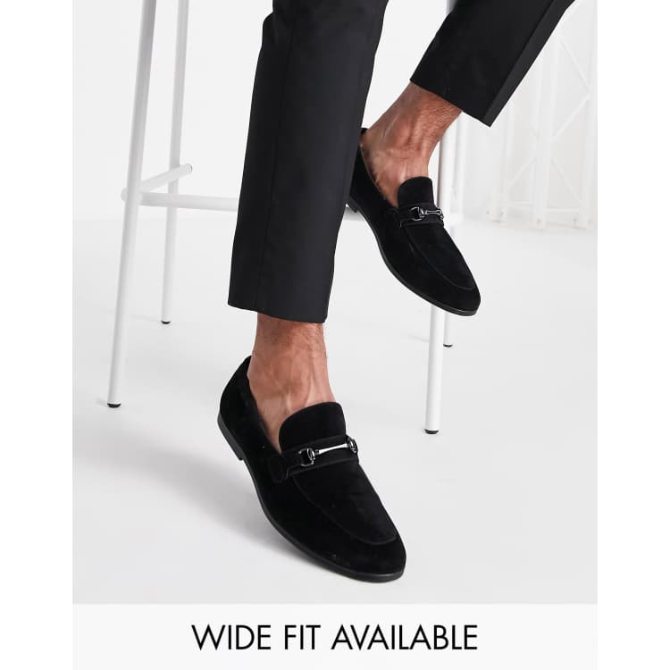 ASOS DESIGN loafers in black faux suede with snaffle detail | ASOS