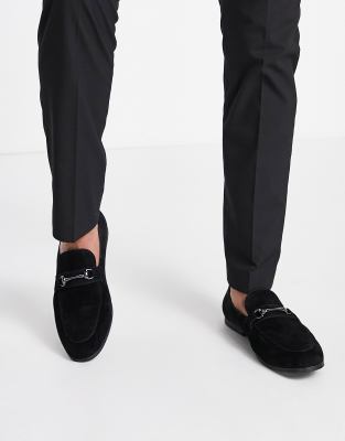 black faux suede loafers