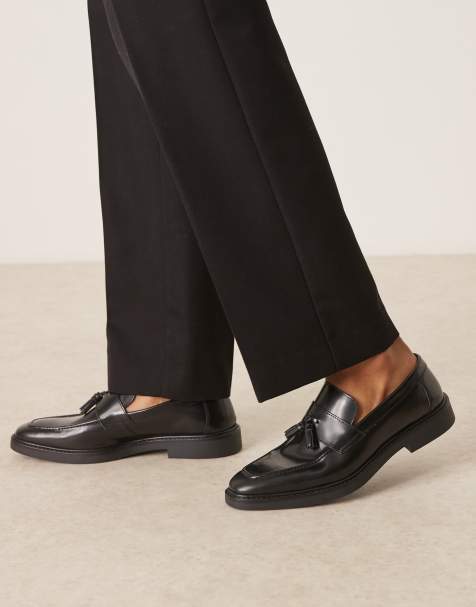ASOS DESIGN loafers in black leather with angled sole - view 1