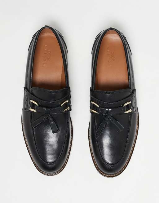 ASOS DESIGN loafers in black leather with tassel | ASOS