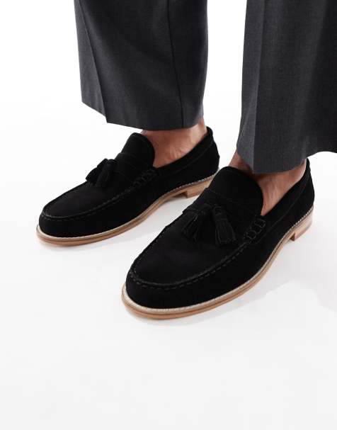 ASOS DESIGN loafers in black leather with tassel - view 1