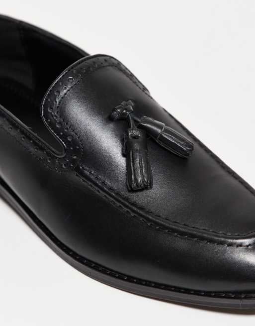 ASOS DESIGN loafers in black leather with tassel, 2 of 3