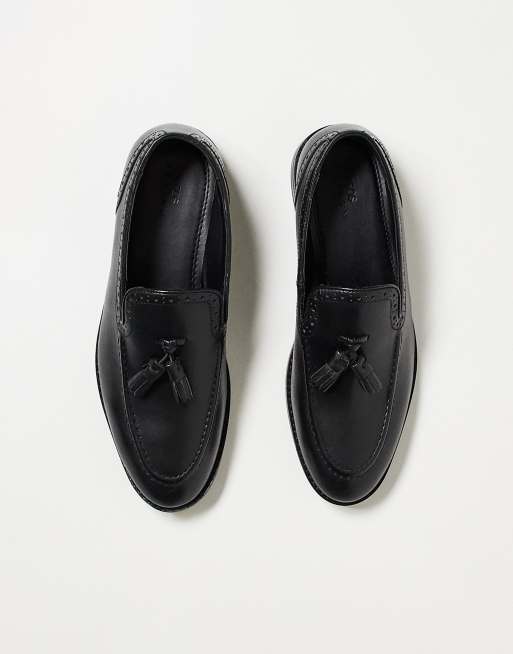 ASOS DESIGN loafers in black leather with tassel, 3 of 3