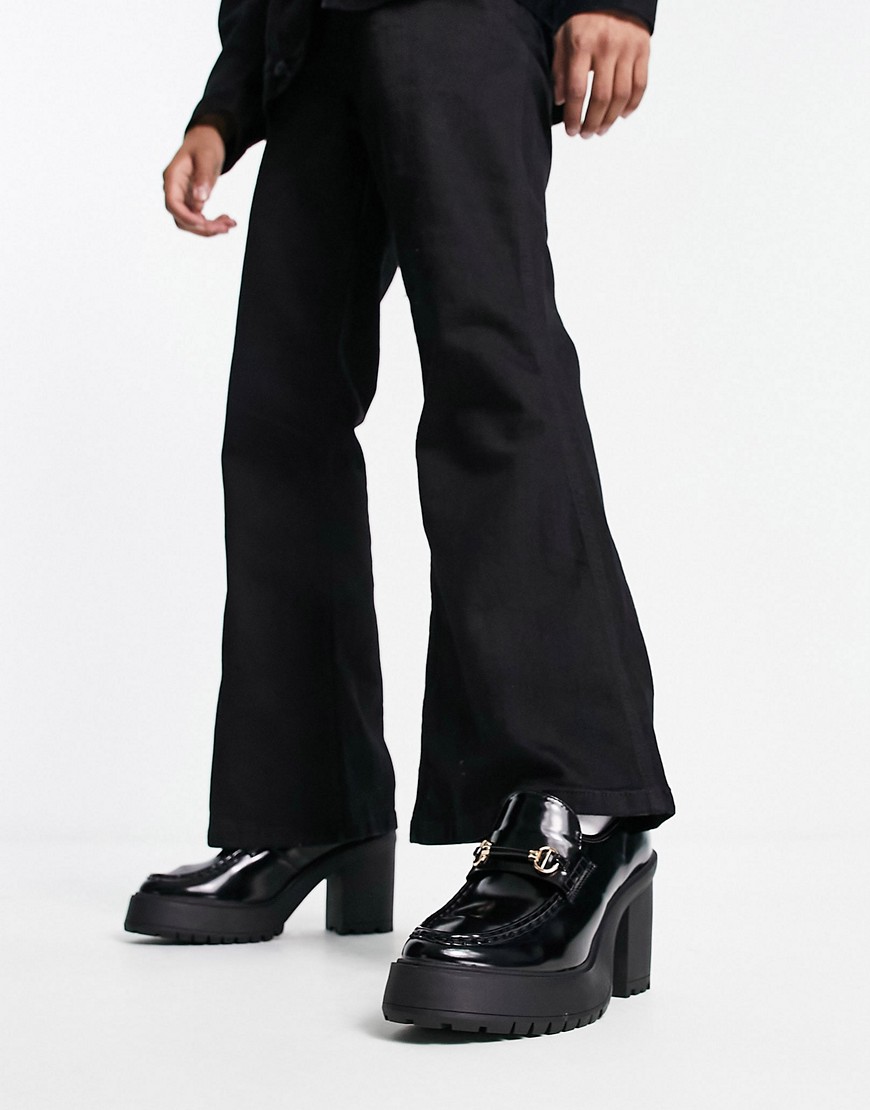 Asos Design Loafers In Black Patent Faux Leather