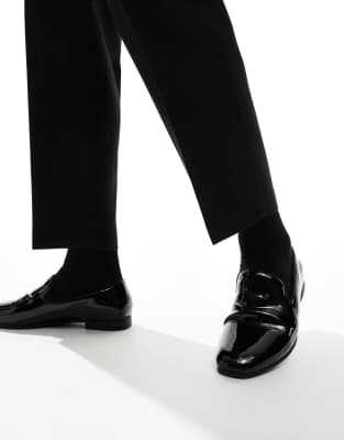 Asos Design Loafers In Black Patent