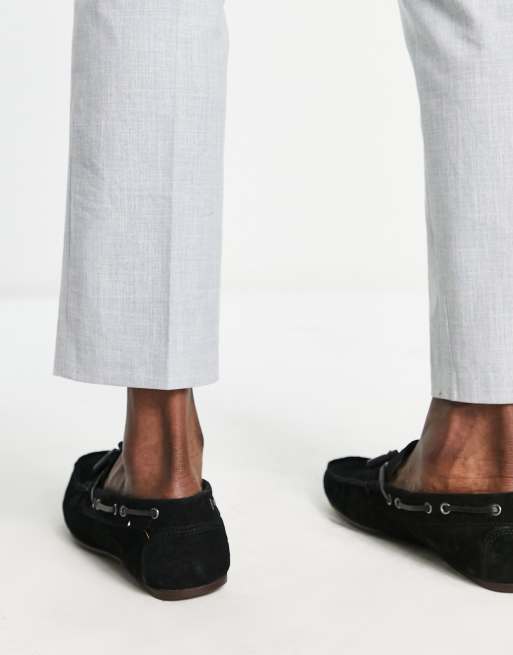 ASOS DESIGN loafers in black suede with lace detail | ASOS