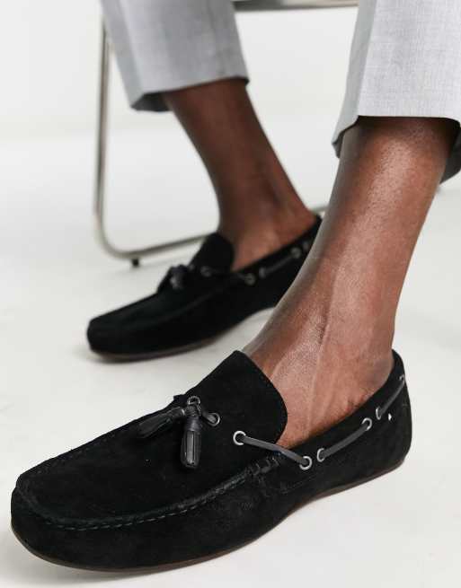 Asos black cheap suede loafers