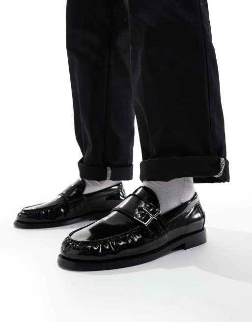 ASOS DESIGN loafers in black with buckle