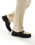 [ASOS DESIGN] ASOS DESIGN loafers in black with natural weave-Neutral 43 STONE